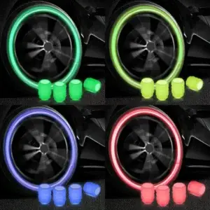 Luminous Tyre Valve Caps – Glow-in-the-Dark Air Stem Covers (4 Pcs, Mixed Colors) | Buy 1 Get 1 Free!